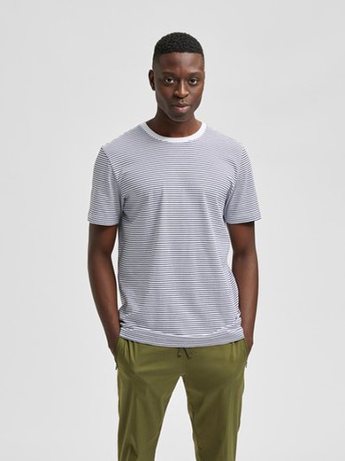 Camiseta m/c rayas horizontales Selected Bright White