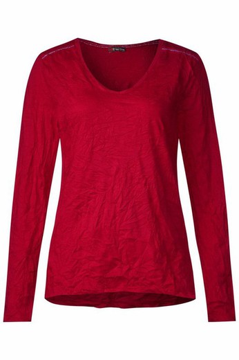 T-shirt enrugada m / l. Street One Vermelho Puro