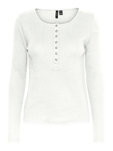 Camiseta m/l canalé panadera Vero Moda Bright White