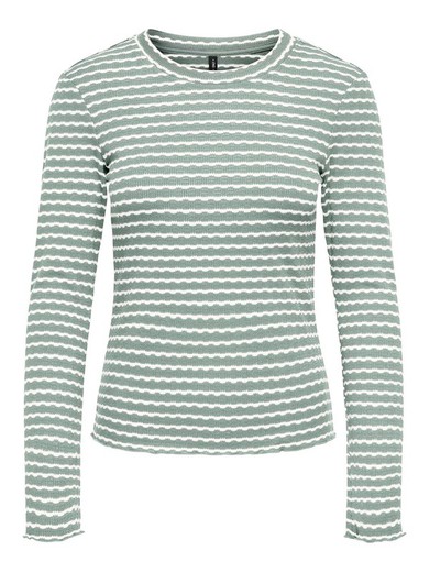 Camiseta m/l canalé rayas Only Aqua Gray