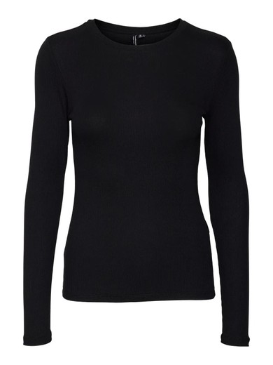 Camiseta m/l canalé Vero Moda Black