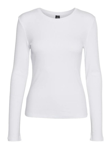 Camiseta m/l canalé Vero Moda Bright White