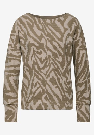 Camiseta m/l con estampado animal print Street One Honey Sand