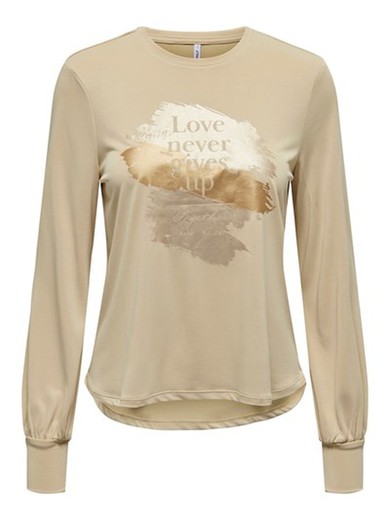 Camiseta m/l con print Love never Only Cream White