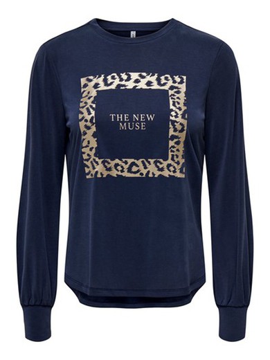 Camiseta m/l con print The new muse Only Denim Blue