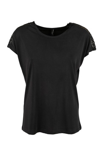 Camiseta s/m con detalle bordado hombro Only Black