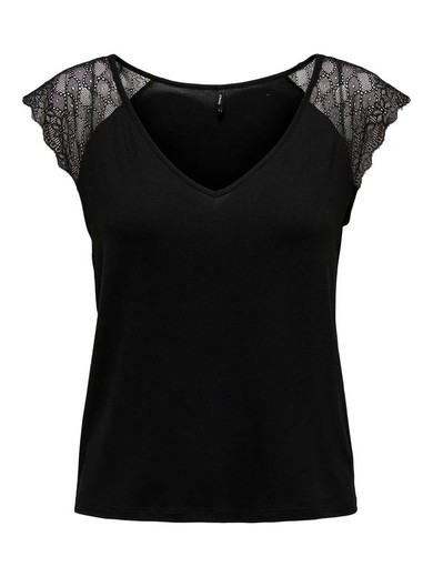 Camiseta s/m detalle encaje Only Black