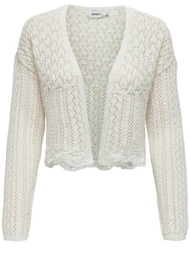 Cardigan corto con calados Only Cloud Dancer