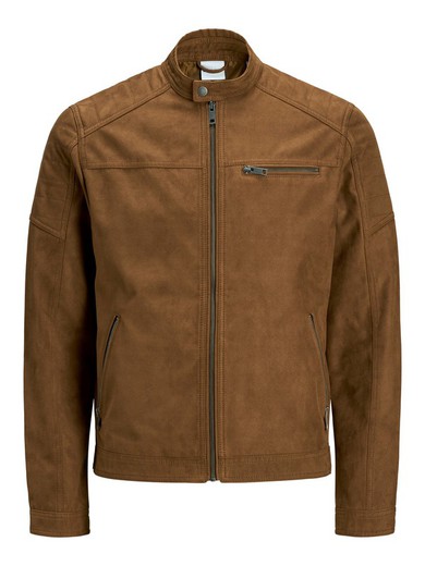Plain jacket with zip Jack & Jones Cognac