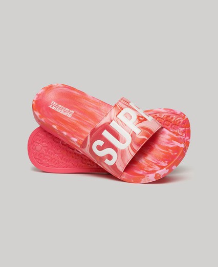 Chancla de pala con letras branding Superdry Fiery Coral Pink