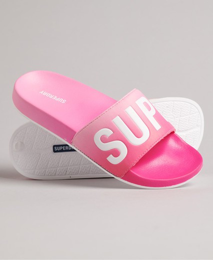 Chancla de pala con logotipo branding Superdry Pink