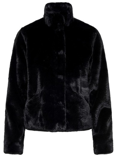 Short jacket with fur Only Black