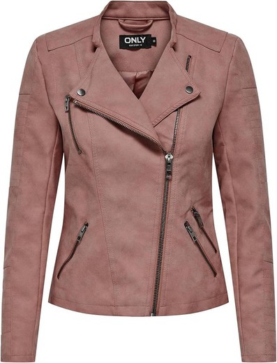 Chaqueta polipiel con cremallera Only Light Mahogany