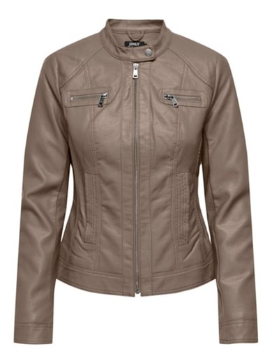 Chaqueta polipiel con cremallera Only Walnut