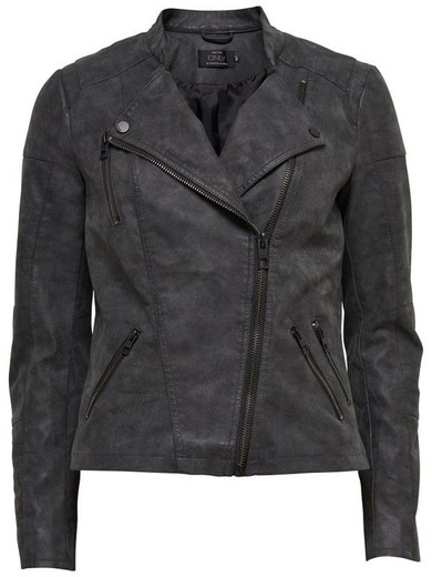 Faux leather jacket with side zip Only Black