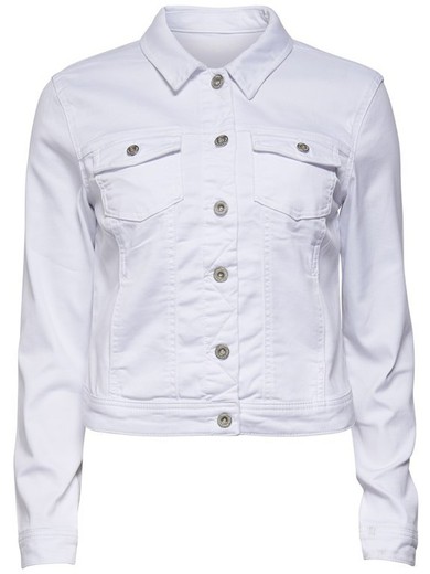 ONLY WHITE WEARED BASIC JEANS JACKET