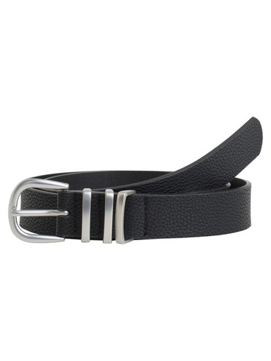 Pieces Black Basic PU Belt with Silver Buckle