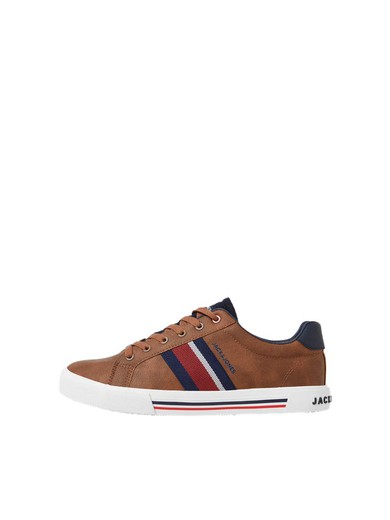 Deportivo con cordones banda tricolor Jack & Jones Cognac