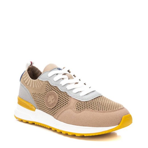 Deportivo textil con cordones combinado Xti Beige