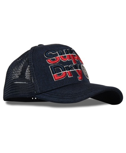 Gorra con letras branding grandes bordadas Superdry Denim Blue