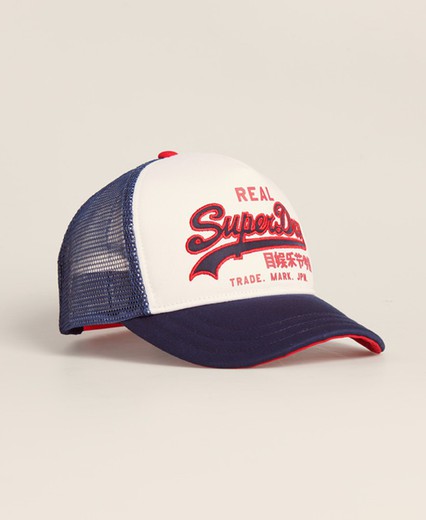 Gorra trucker combinada con letras branding Superdry White