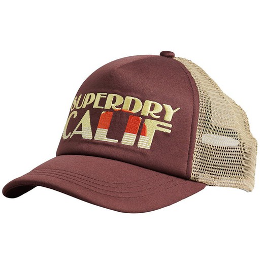 Gorra trucker con letras branding Superdry Brown