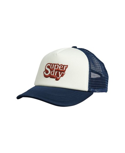 Gorra trucker con letras branding Superdry Off White