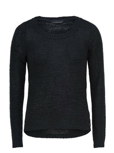 Basic grained knit sweater Only Black