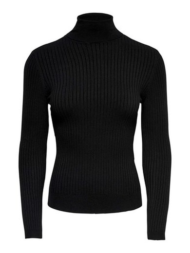 Jersey canalé de cuello alto Only Black