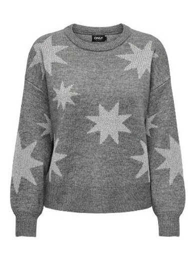 Jersey con dibujo estrellas efecto metalizado Only Medium Grey