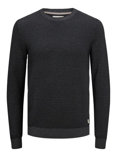 Jersey cuello redondo con muestra geométrica Jack & Jones Dark Grey Mela