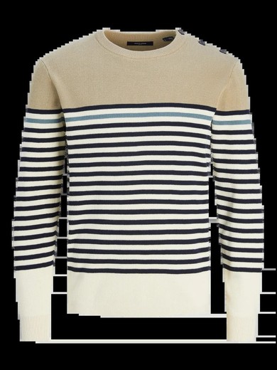 Jersey de cuello redondo rayas marineras Jack & Jones Buttercream