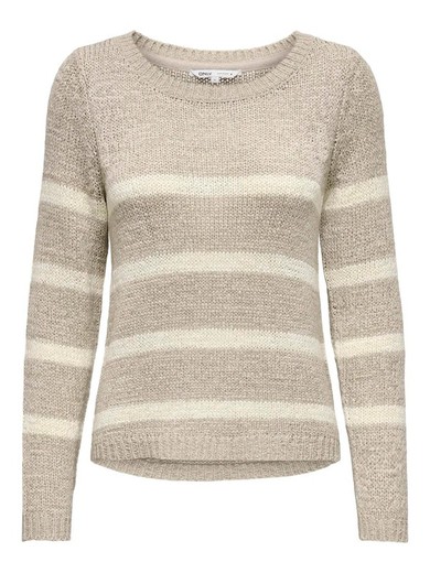 Jersey de punto granulado rayas Only Simply Taupe Stripes