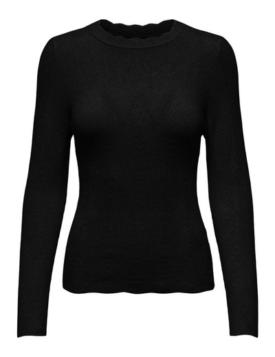 Jersey fino de canalé triangular Only Black