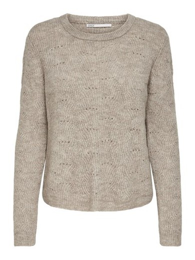 Jersey fino de punto calado Only Taupe