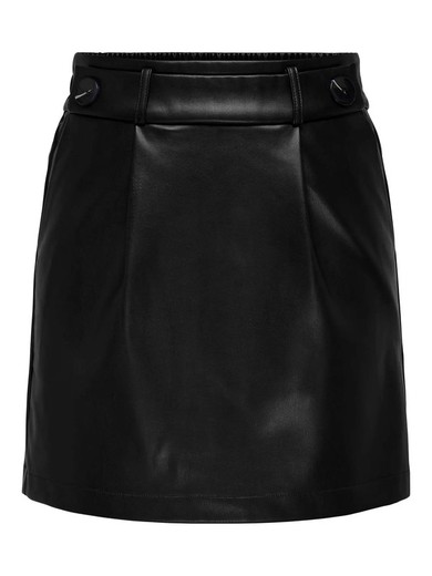 Minifalda polipiel botones Only Black