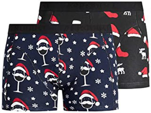 2-pack boxer shorts with Christmas motifs Produkt Black