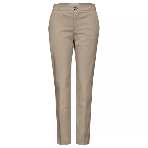 Pantalón algodón elástico Street One Beige