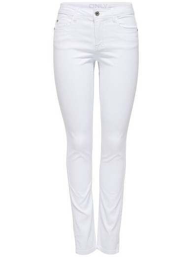 Basic elastic 5 pocket trousers Only White