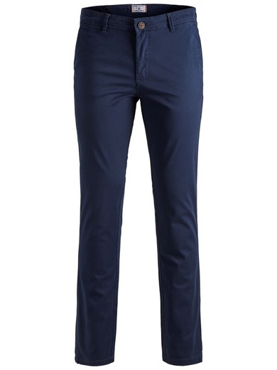Pantaloni Jack & Jones Navy Blazer in cotone elasticizzato con tasca alla francese