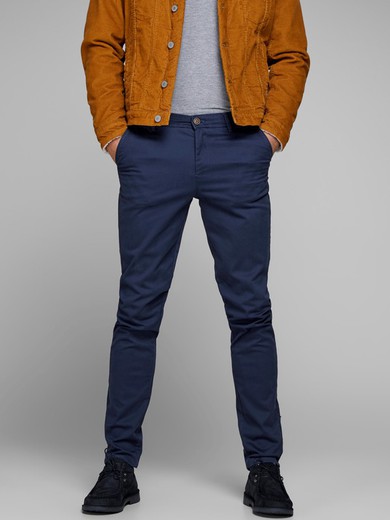 Pantaloni Jack & Jones Navy Blazer in cotone elasticizzato con tasca alla francese