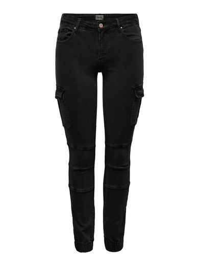 Military trousers with elastic pockets Only Black