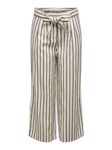 Only Cloud Dancer wide striped palazzo pants with belt