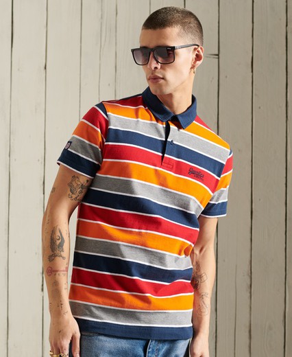 Polo básico con rayas multicolor Superdry Eclipse Navy