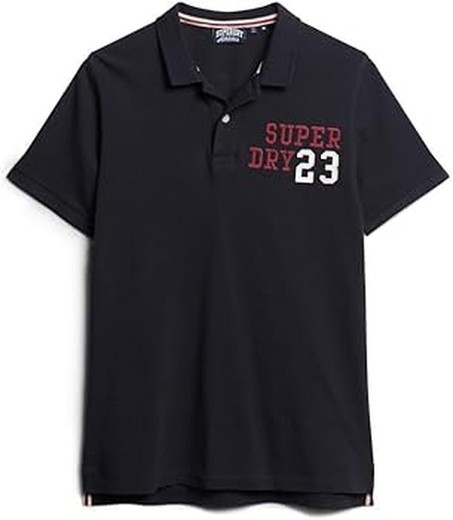 Polo m/c piqué con efecto delavado Superdry Eclipse Navy