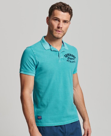 Polo m/c piqué con letras branding bordadas Superdry Blue