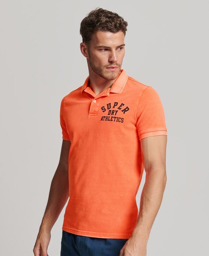 Polo m/c piqué con letras branding bordadas Superdry Orange