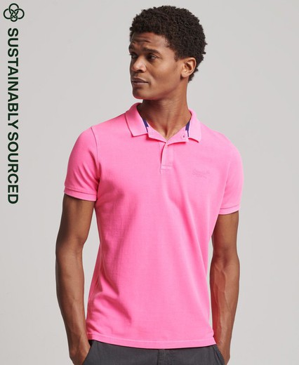 Polo m/c piqué efecto delavado Superdry Raspberry