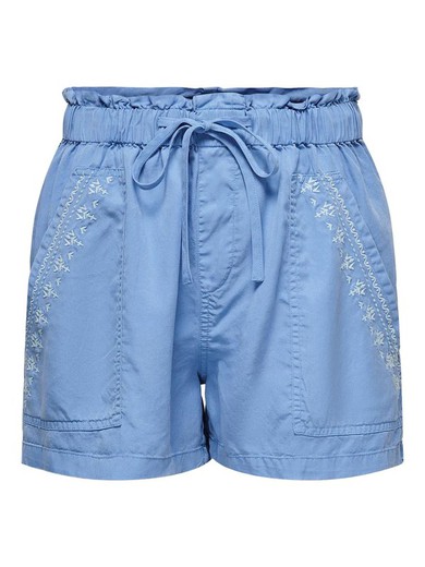 Shorts con goma y bordados Only Blissful Blue