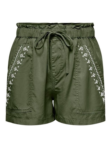 Shorts con goma y bordados Only Olivine